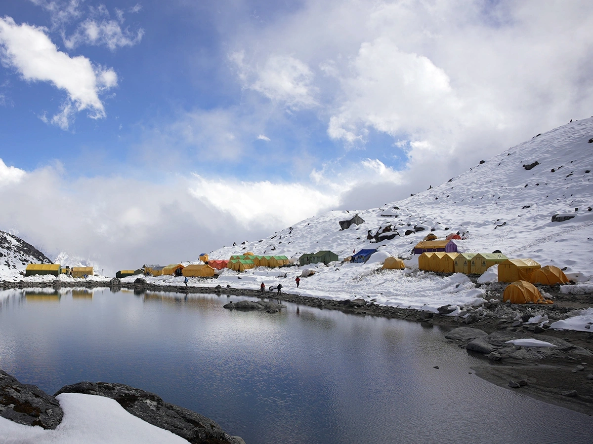 Everest basecamp and lobuche peak and island peak